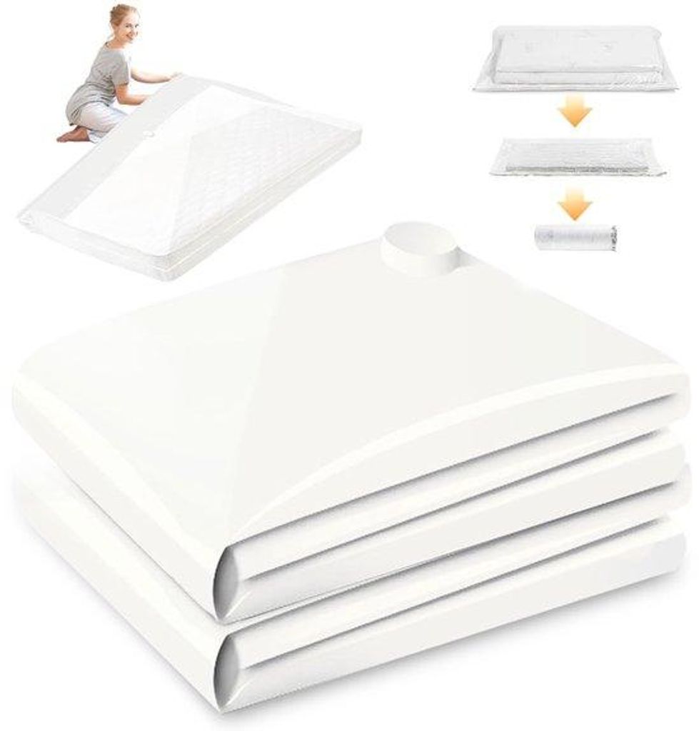 Vacuumbeutel 2er-Set 100 cm x 220 cm herstellbar mit Handpumpe für Matratzen, Kissen, große Stoffe