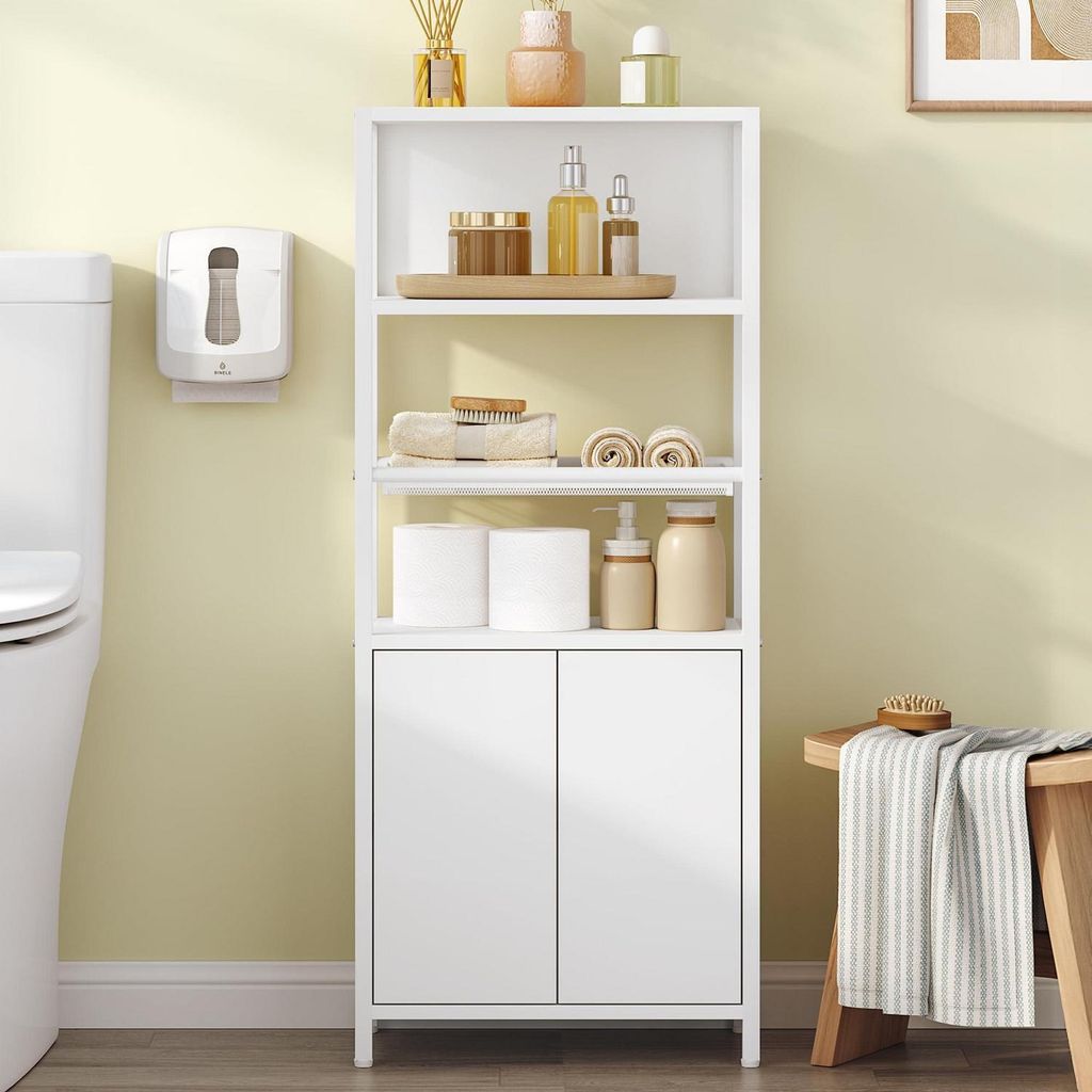 Mobiletto da bagno, 3 ripiani, regolabile, bianco Immagine del prodotto 