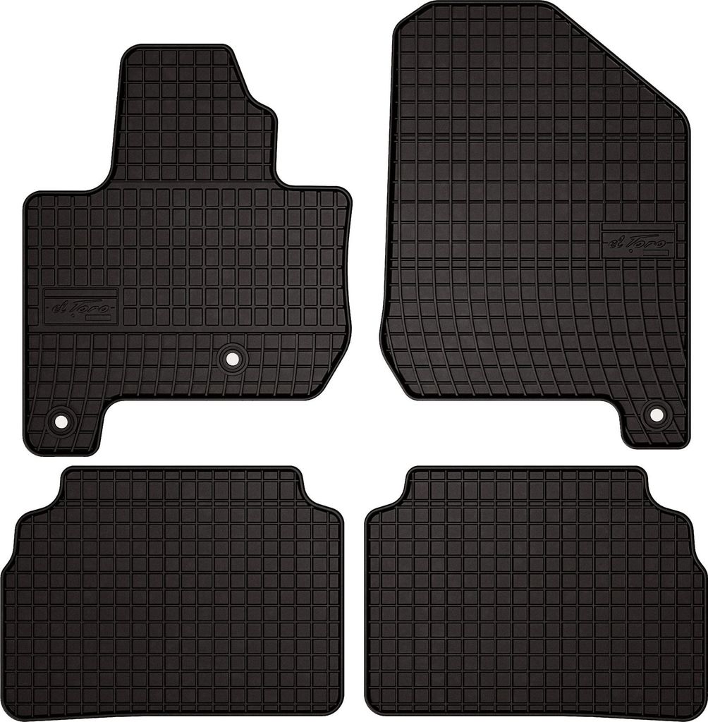 Gummifußmatten passend für Kia Soul EV (Schrägheck, Bj. 2013-2019) – schwarz, passgenau, mit Befestigungen set 4 Stk. - Gummi-Automatten
