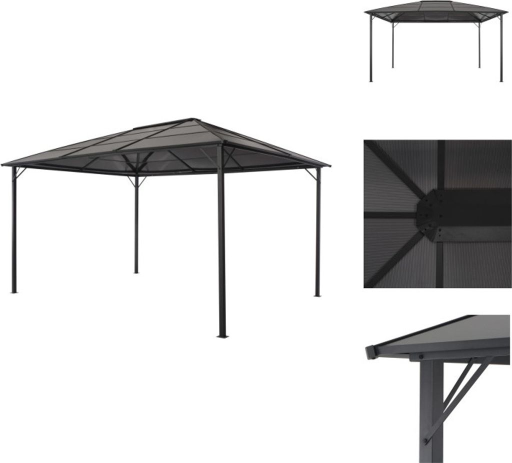vidaXL Gartenpavillon mit Dach Aluminium 4×3×2,6 m Schwarz - Pavillons & Partyzelte