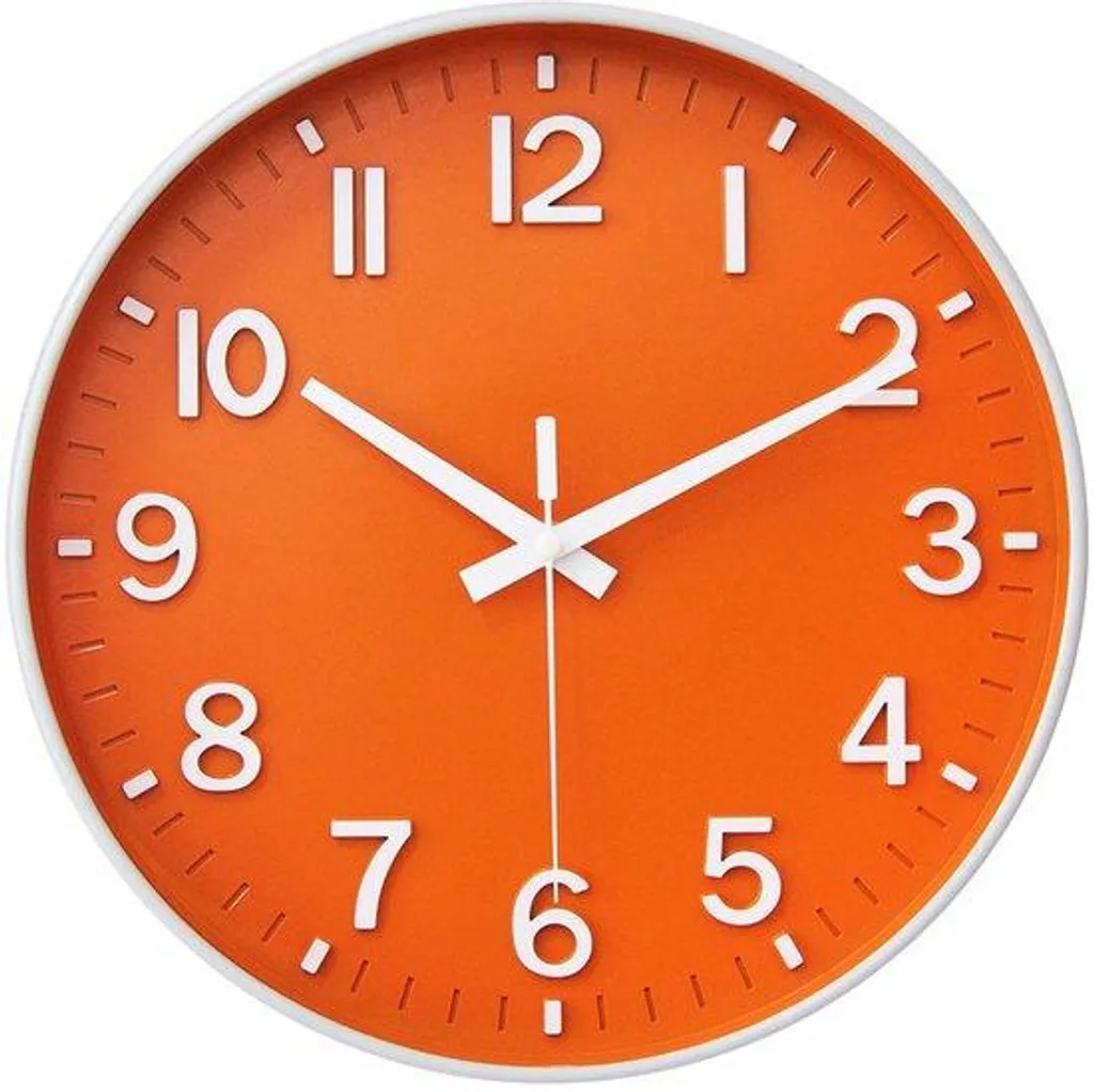 Horloge murale orange 25 cm silencieuse : fini le bruit pour travailler
