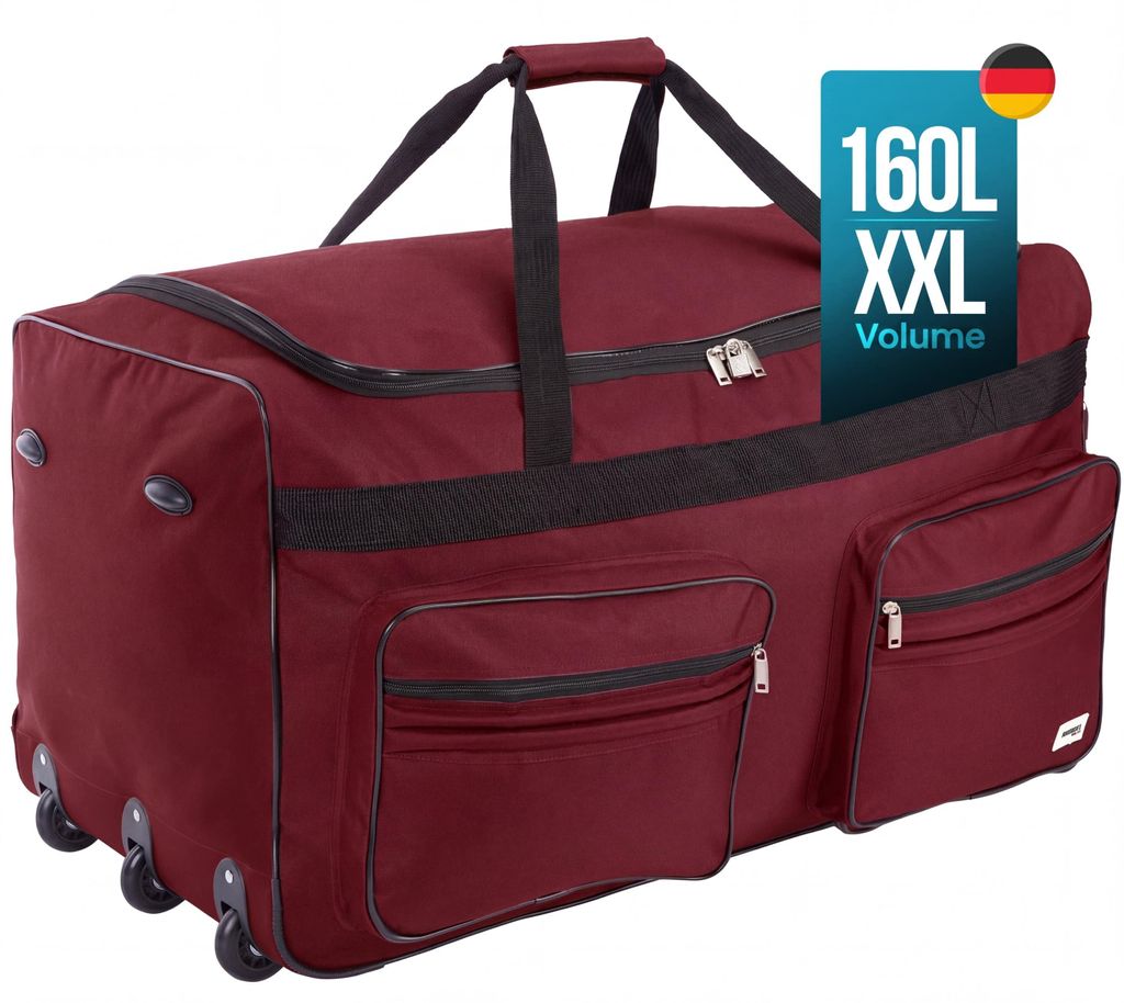 Monzana® Sac De Voyage à roulettes Rouge - Valise XXL 160L Image du produit 