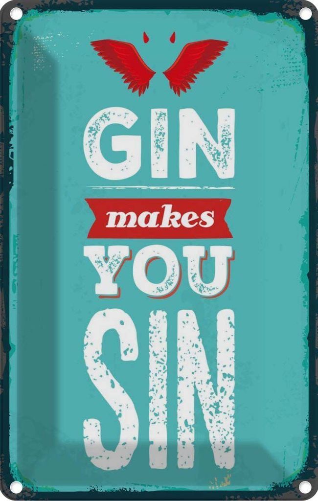 vianmo Blechschild 30x20 cm Gin makes you Sin Devil Hell
