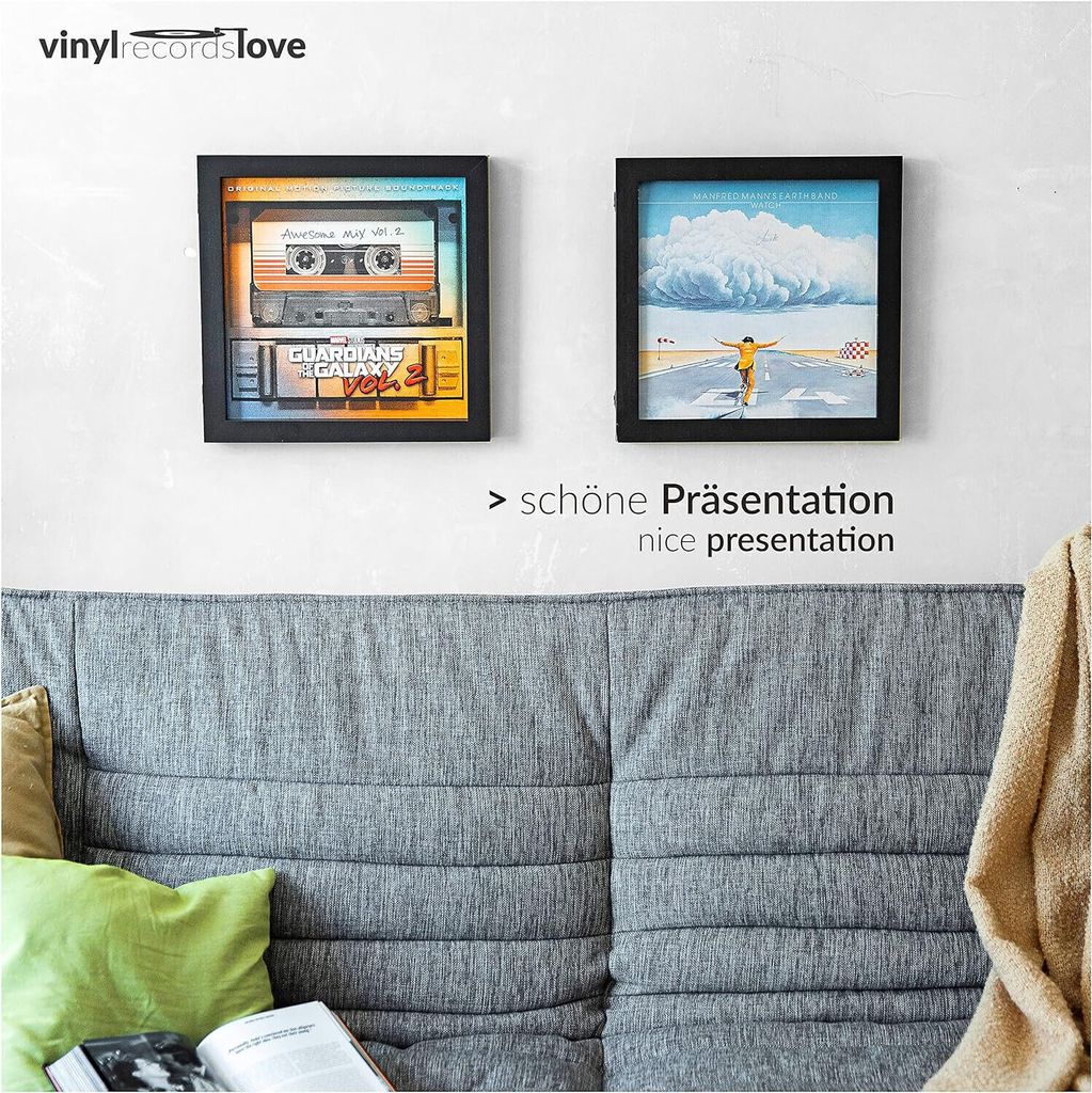 Schallplattenrahmen 2er Set Vinyl schwarz Holz Rahmen Produktbild 4