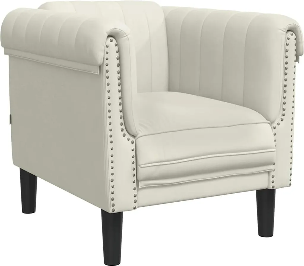 Fauteuil Velours Crème Moelleux - Siège Rembourré vidaXL Haute Qualité