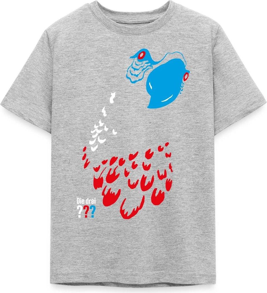 Spreadshirt Die Drei Fragezeichen Haustier Blacky Blackbeard Teenager T-Shirt, 134/146 (9-11 Jahre), Grau meliert