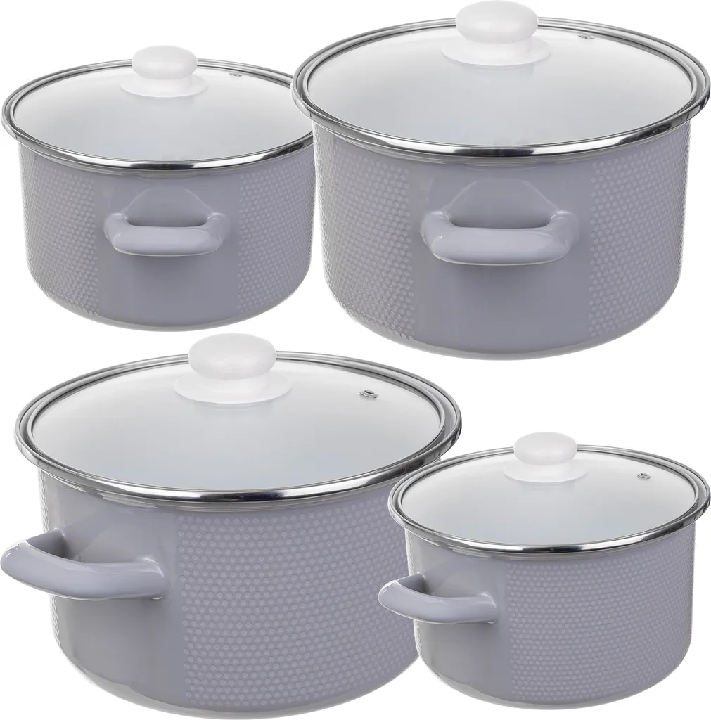 Set 4 Pentole Smaltate KADAX Vintage Style | Coperchi in Vetro - 8
