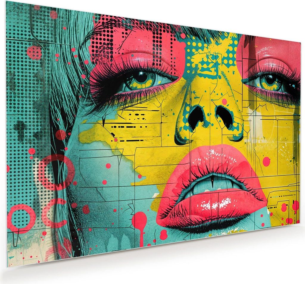 Glasbild 60x40cm in XXL für Wohnzimmer, Schlafzimmer Motiv Portrait Pop Art