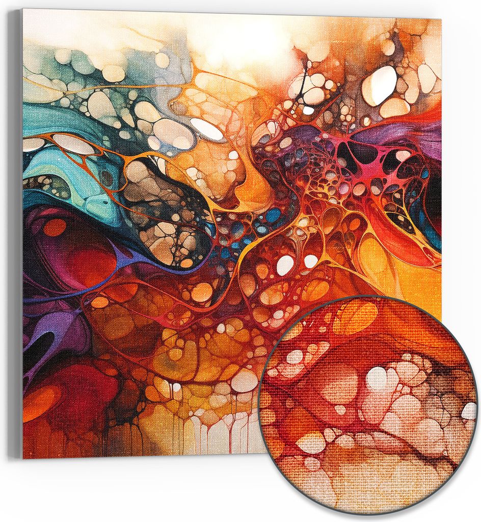 DEQORI Hybrid Leinwand Bild 30x30 cm 'Organische Farbwelten' Wandbild Glas flach modern