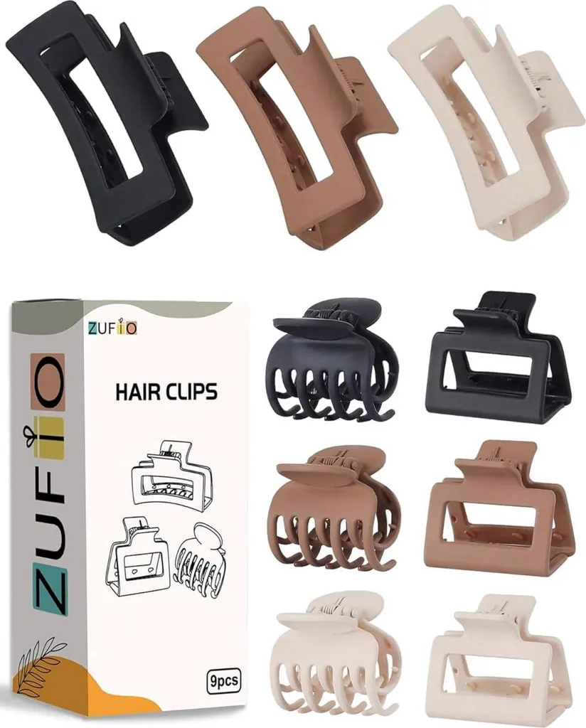 Set de 9 accessoires cheveux marron avec pinces crabe de tailles 3-5cm
