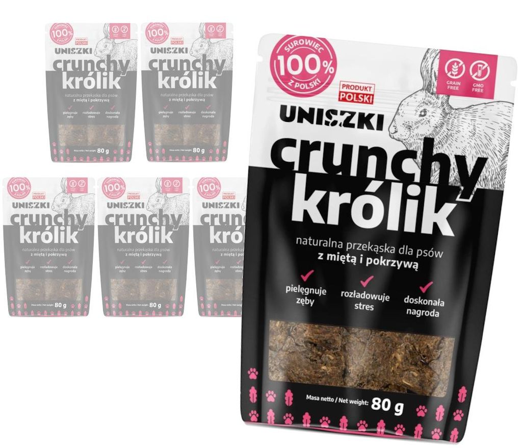 Uniszki Crunchy Królik 6x80g Naturalny Przysmak Gryzak Dla Zdjęcie produktu 