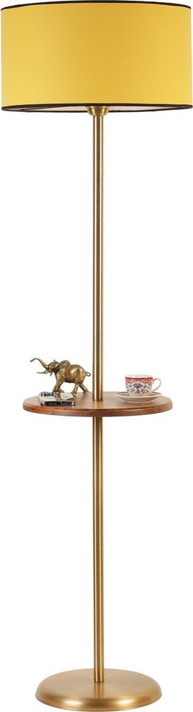 Opviq, Mercan Eskitme Sehpalı Silindir Hardal Lambader, Stehlampe, METALLKÖRPER, Gold, 160 x 30 x 30 cm