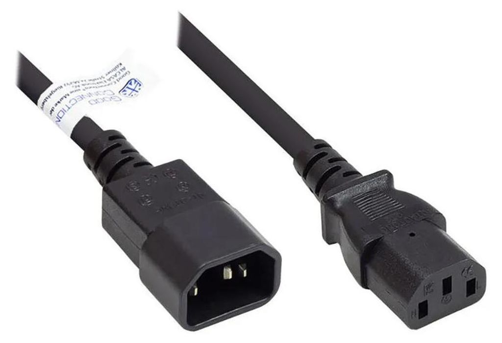 Good Connections Kaltgeräteverlängerung an C13 schwarz 1m
