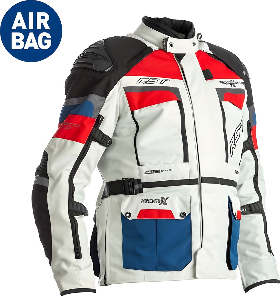 RST Adventure-X Airbag Motorrad Textiljacke, weiß/blau/rot, M