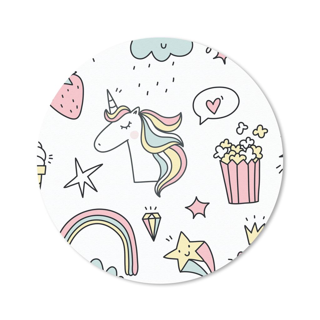 MuchoWow Mauspad Mousepad Schnittmuster - Einhorn - Kinder - Mädchen - Regenbogen - Pastell 50x50 cm - Mousepads - Maus Mat - Pad - Mausunterlag...