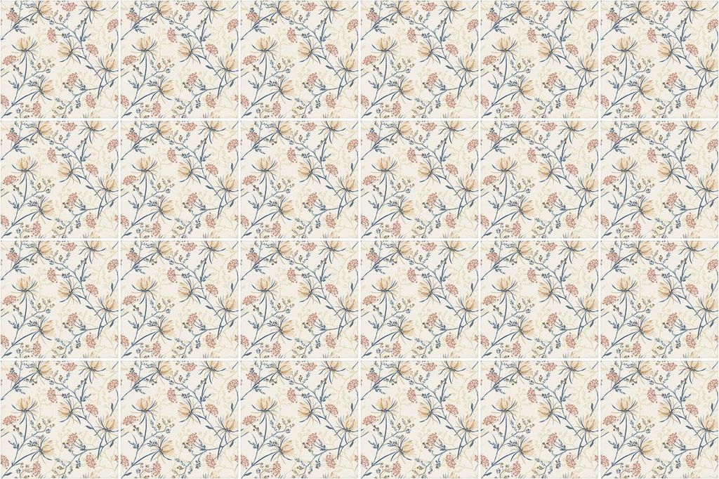 Fliesenaufkleber 20 x 20 cm – 24 Stück – Selbstklebend – Wasserfest – Pflegeleicht – Hitzebeständig – Für Küche & Bad – Blumenmot...