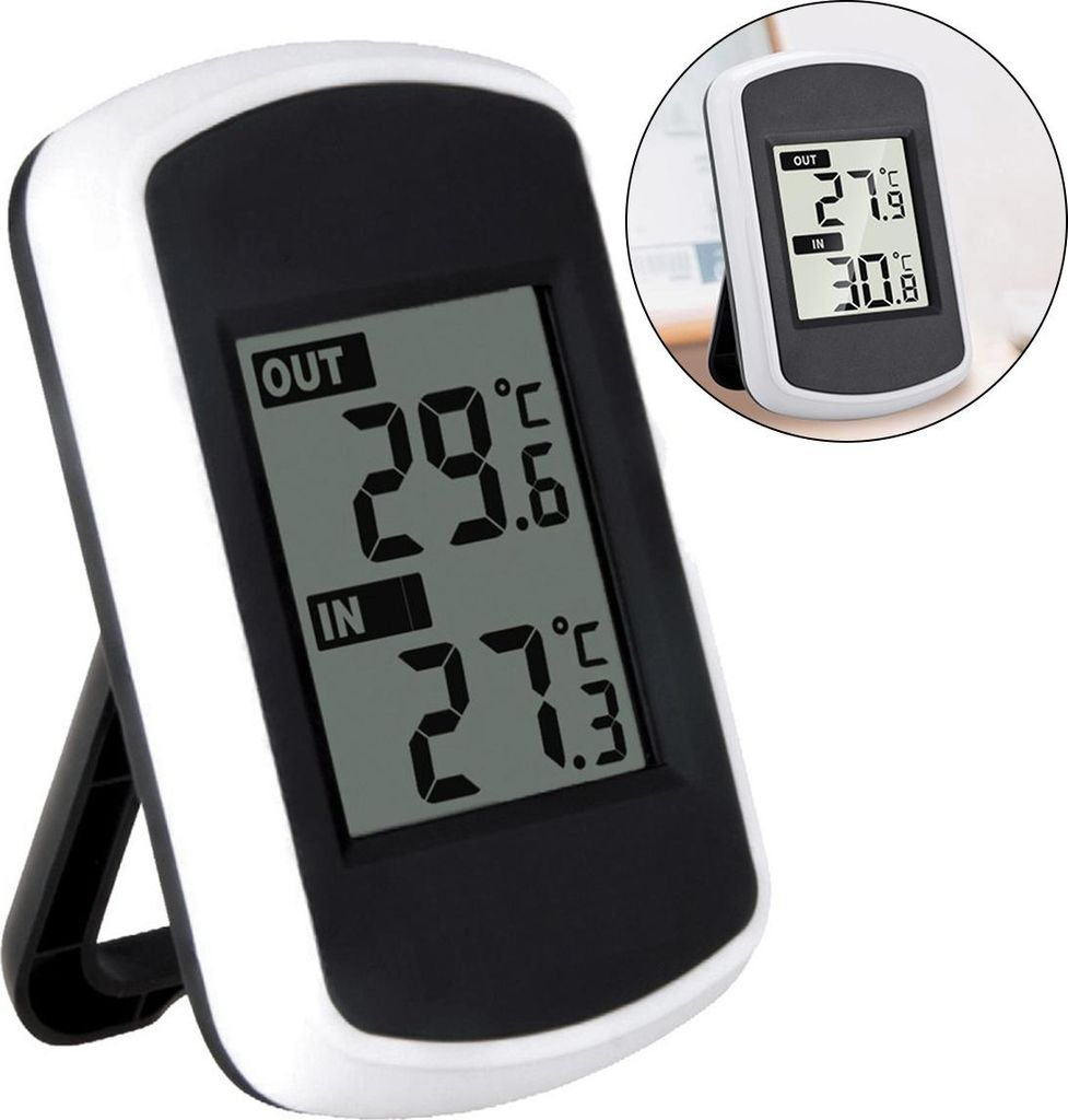 Digitales Funk-Thermometer Innen Außen mit LCD Display, Temperaturmessgerät für Umwelt, Wetterstation, drahtlos, präzise, tragbar
