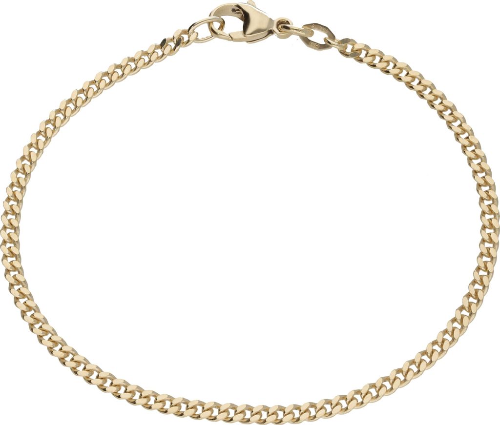 Armband Luigi Merano Panzerkette, flach, diamantiert, massiv, Gold 750 Gold 18,5 cm
