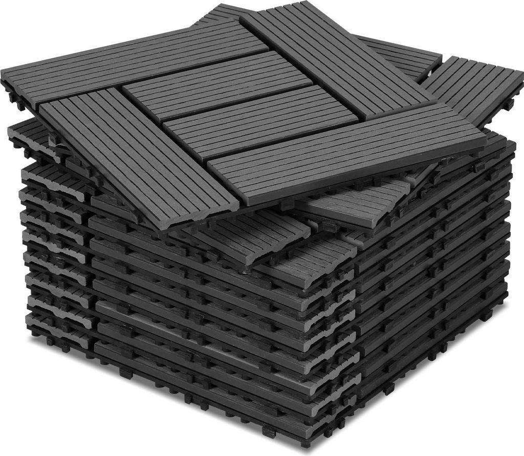 Peviasot WPC Terrassenfliesen, 30x30 cm, 55er Spar Set für 5m², für Garten Balkon Bodenbelag mit Drainage und Klicksystem