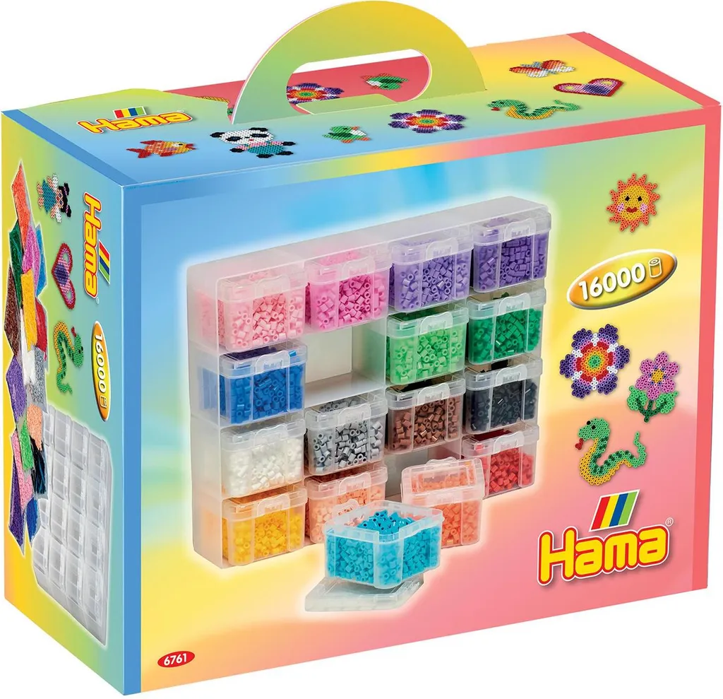 Kit de Perles à Repasser Hama avec Boîtier de Tri et 16 Coloris Midi