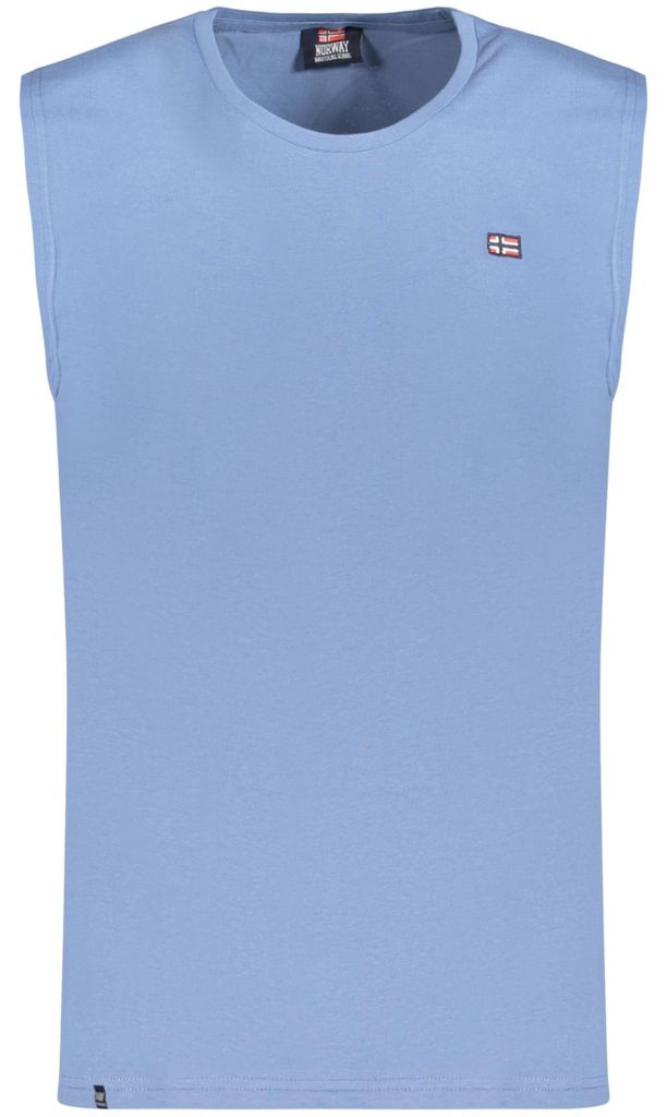 Herren Tanktop Blau mit Stickerei – Breite Träger & Rundhals