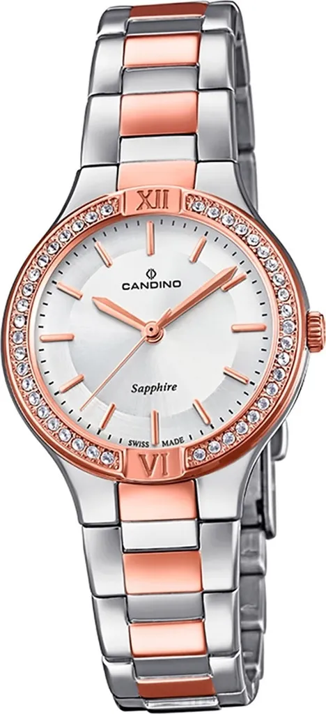 Montre Bracelet Femme en Acier Bicolore Candino Style Casual Chic Argent