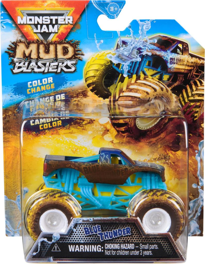Monster Jam Monster Truck MUD Blasters aus Metall, Maßstab 1:64, Farbwechsel, zufälliges Modell, 6072638, Spielzeugautos für Kinder, Spielzeug f...