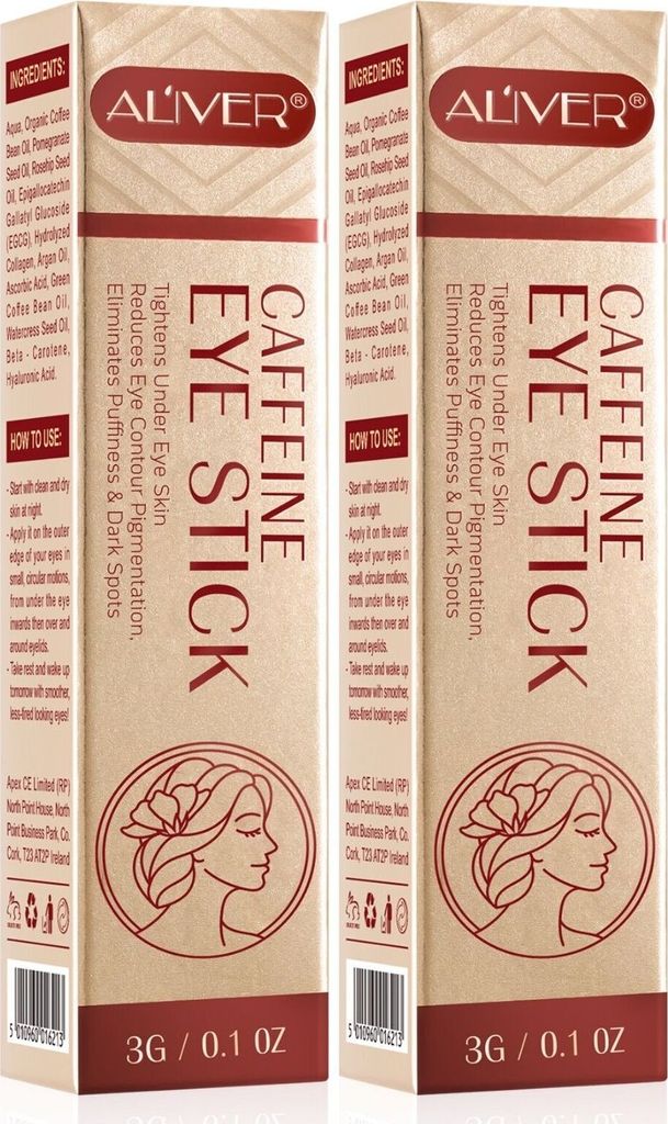 Augencreme Augenstift Anti-Aging Augenringe mit Kollagen Hyaluronsäure mit Koffein von ALIVER, 2x Augenstifte
