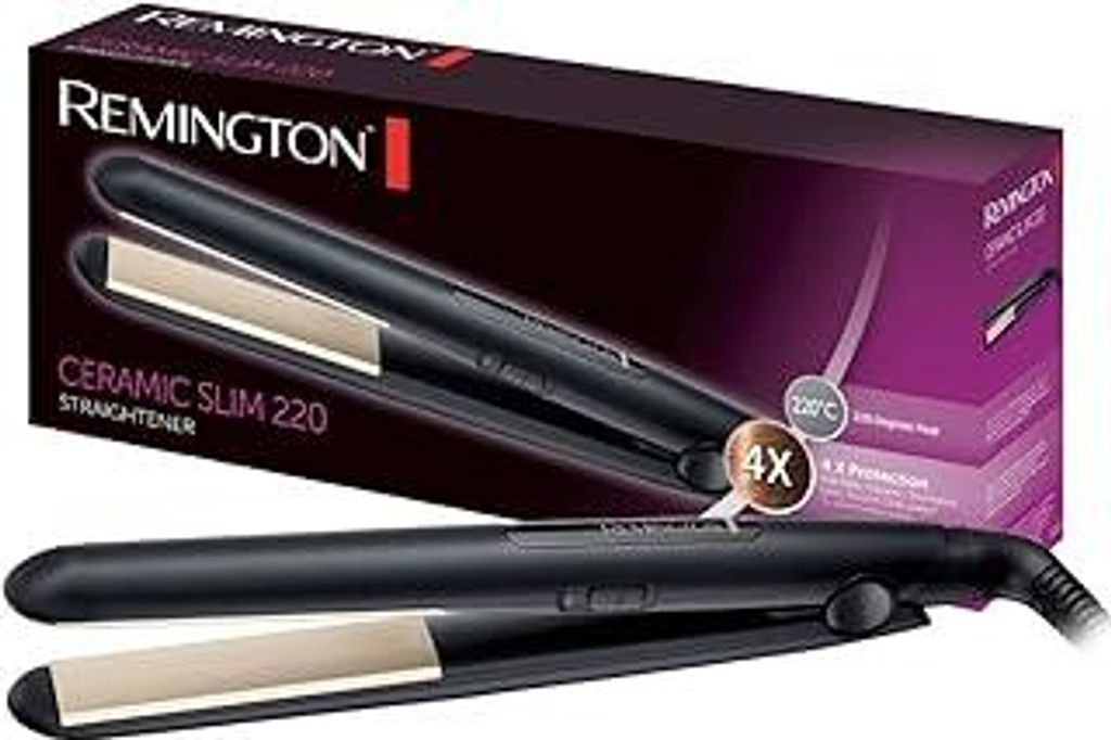 Remington Glätteisen Ceramic Slim (4-facher Schutz: antistatische Keramik-Turmalin-Beschichtung -gleichmäßige Wärmeverteilung, geringere statis...
