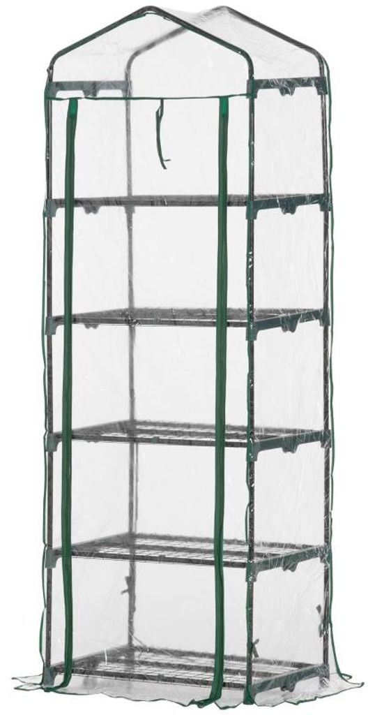 Foliengewächshaus 69x49x193cm, Mini Treibhaus mit 5 Ebenen & Stahlrahmen, UV-beständige Gitterfolie für Pflanzenanzucht & Balkon - Wetterfest & ...