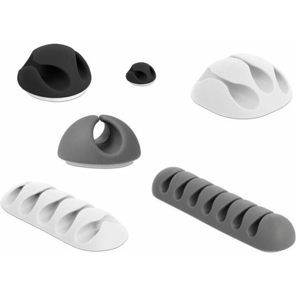 DeLOCK 18300, Kabelhalter, Tisch/Wand, Thermoplastischer Gummi (TPR), Schwarz, Grau, Weiß