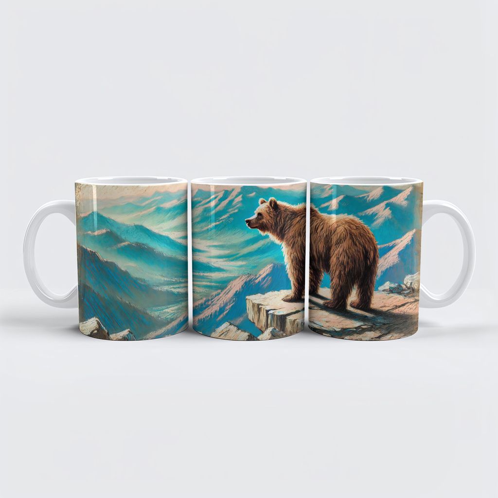 raxxa Premium-Tasse "Brown Bear on Mountain Pastel Chalk Scene"