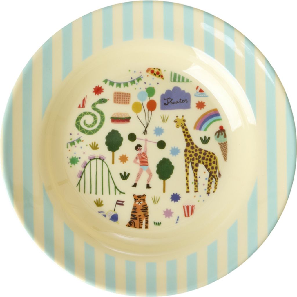 Rice Melamin Teller - Mint Fun Fair Print