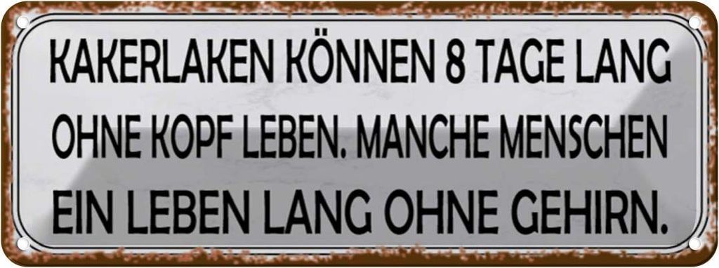 vianmo Blechschild 10x27 cm Kakerlaken ohne Kopf Menschen Dekoration Spruch Zitat