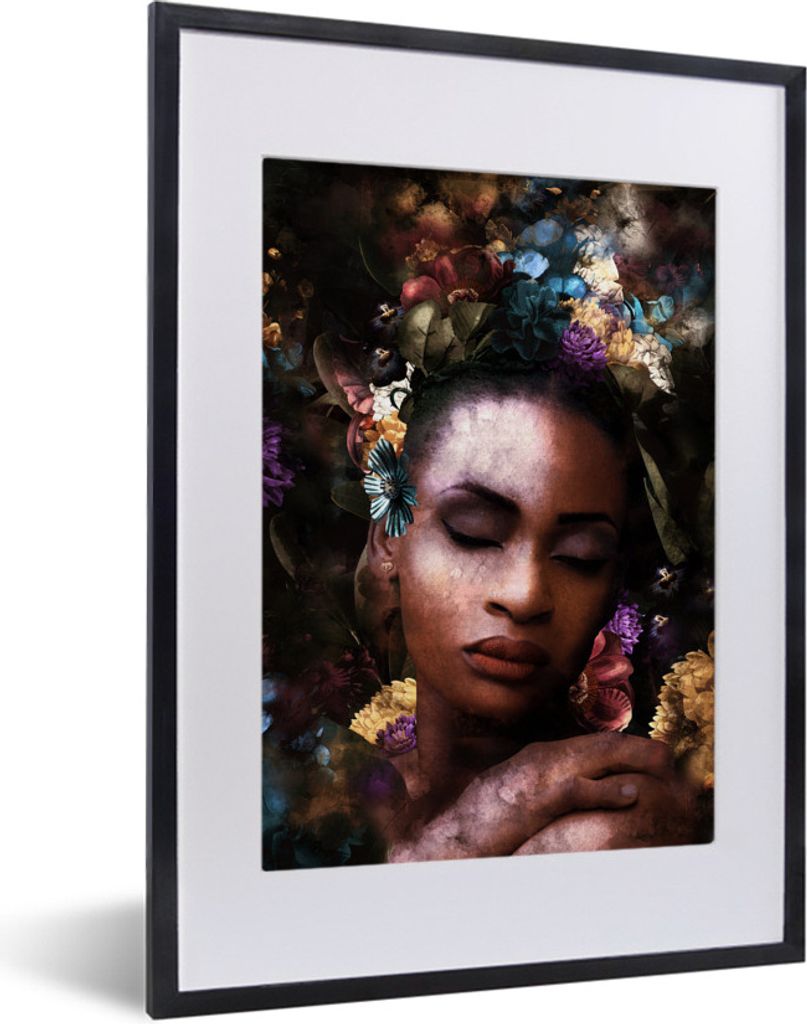 MuchoWow® MuchoWow® Gerahmtes Poster Frau - Farbe - Flora Produktbild 