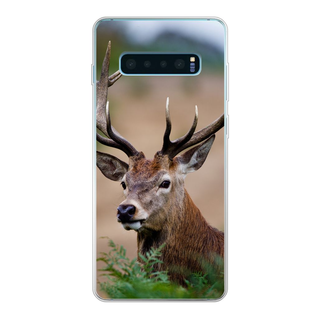 MuchoWow Handyhülle Schutzhülle Hülle für Samsung Galaxy S10 Lite Hirsche - Farne - Natur Silikon Softcase Handy Hülle - Schutz