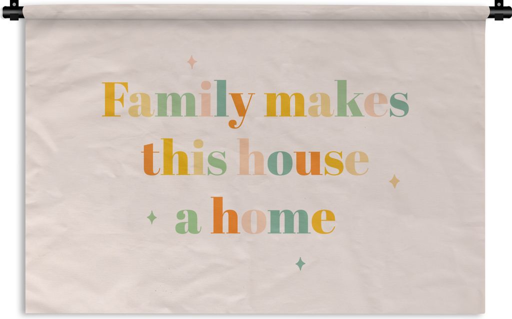 MuchoWow Wandteppich Wandbehang Sprichwörter - Zitate - Die Familie macht aus dem Haus ein Zuhause 60x40 cm Tapisserie Dekoration Wandtuch - Wan...