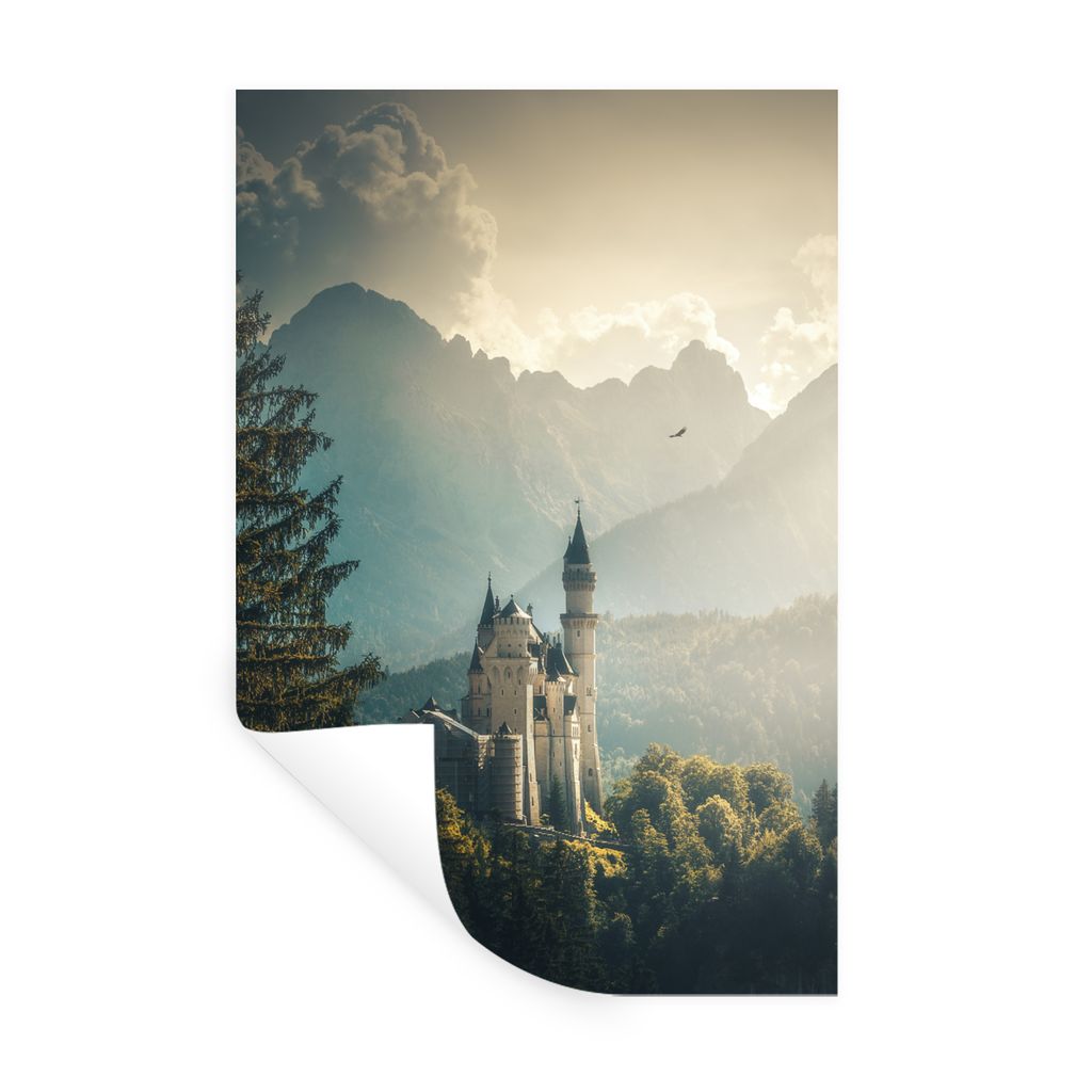 MuchoWow Wandtattoo Wandsticker Wandaufkleber Natur - Schloss - Berg - Neuschwanstein 40x60 cm Selbstklebend und Repositionierbar - Wierderverwen...