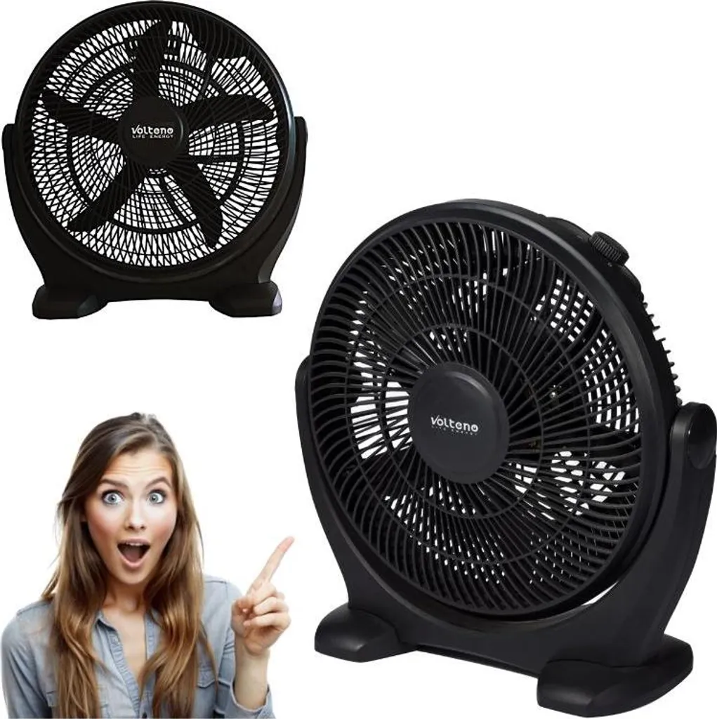 Ventilateur Silencieux 40W Noir de Sol avec Flux d'Air Directionnel