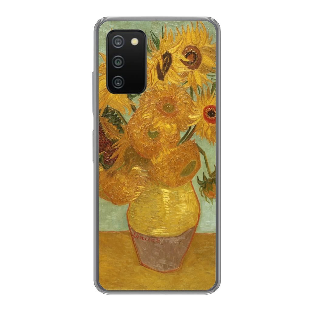 MuchoWow Handyhülle Schutzhülle Hülle für Samsung Galaxy A03s Sonnenblumen - Vincent van Gogh Silikon Softcase Handy Hülle - Schutz