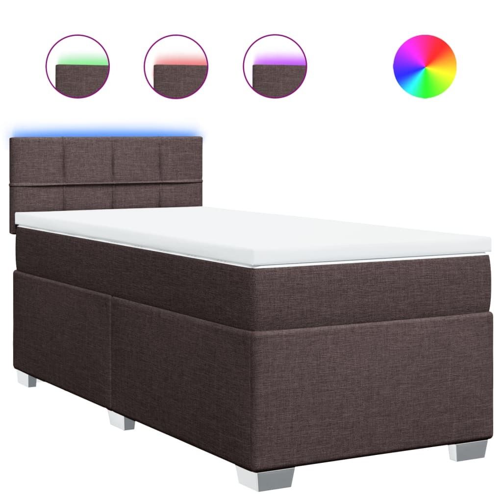 vidaXL Boxspringbett mit Matratze Dunkelbraun 100x200 cm Stoff