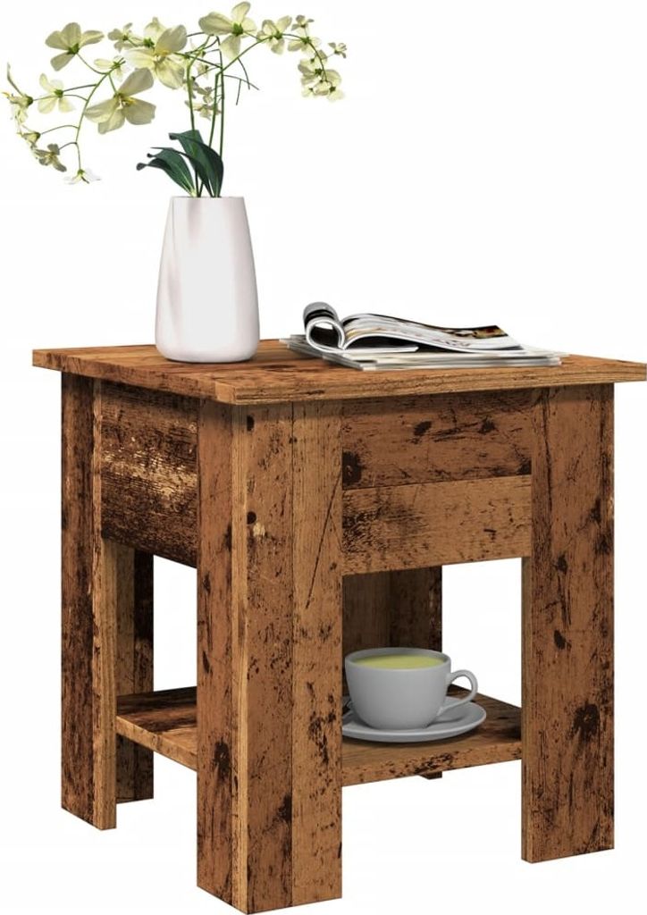 "2026 Promotion" Couchtisch Wohnzimmer - Kaffeetisch - Altholz-Optik 40x40x42 cm Holzwerkstoff - Sofatisch CC31716