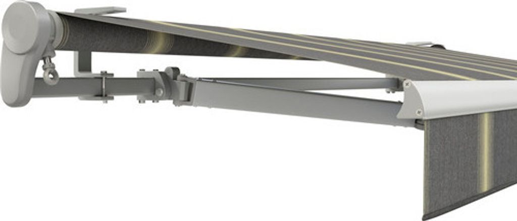 SOLUNA Gelenkarmmarkise Trend 4x3 Stoff Dessin D417 Gestell E6EV1 silber eloxiert Antrieb links inkl. Kurbel
