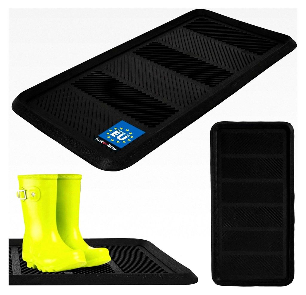 Schuhabtropfschale - 40 x 80 cm - Abtropfmatte für Schuhe - Schuhablage für Herbst und Winter - Schuhmatte aus Gummi - Schwarz