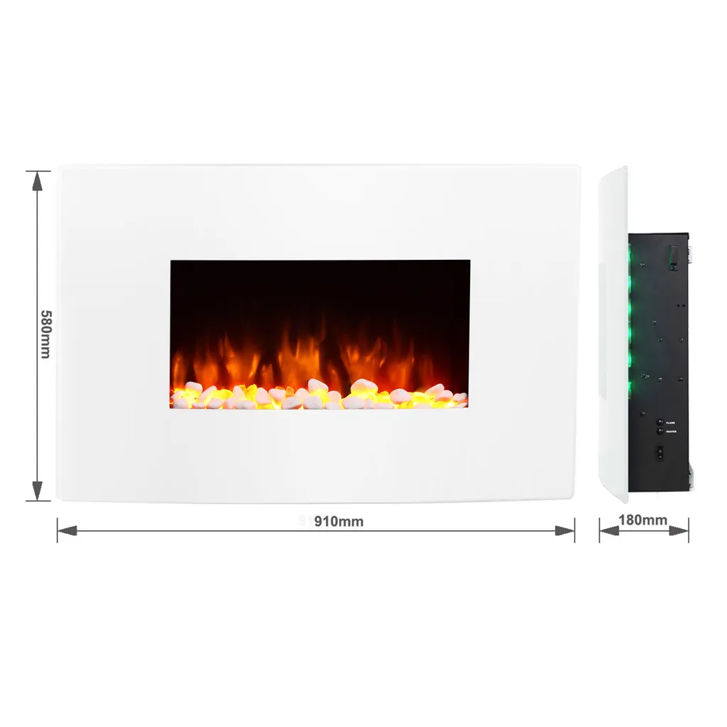 Chauffage d'appoint design 2000W - Cheminée électrique murale Enjo - 9