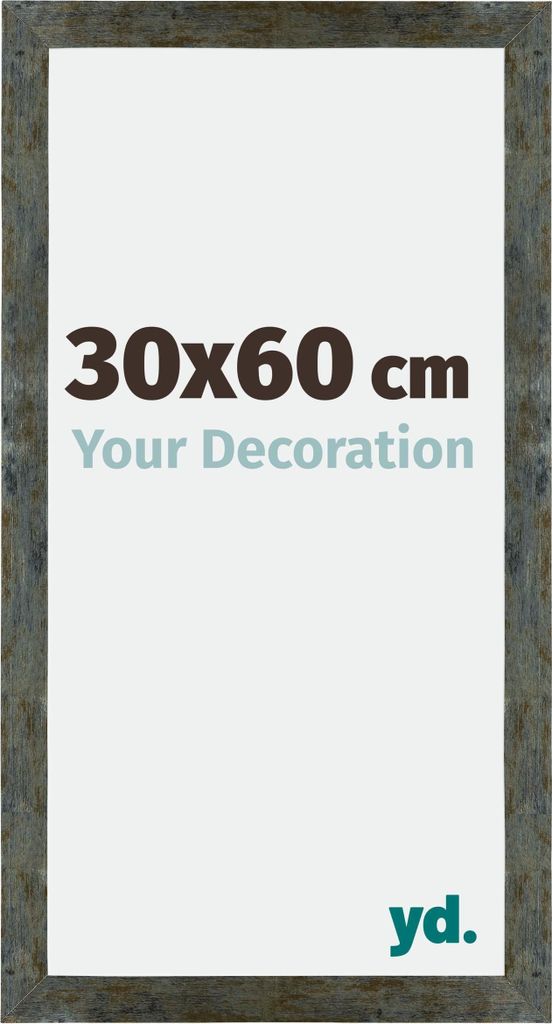 Bilderrahmen, 30x60 cm, Blau Gold Meliert, MDF, Mura