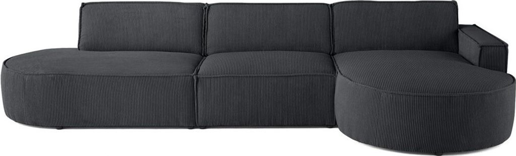 Lisa Design Spiaggia - Ecksofa rechts - abgerundete Form - 5 Sitzplätze - aus Cordstoff , Dunkelgrau