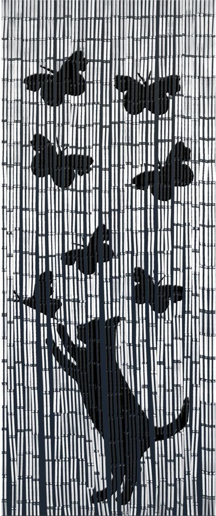 Zasłona bambusowa Kot i motyle, 90x200 cm Zdjęcie produktu 