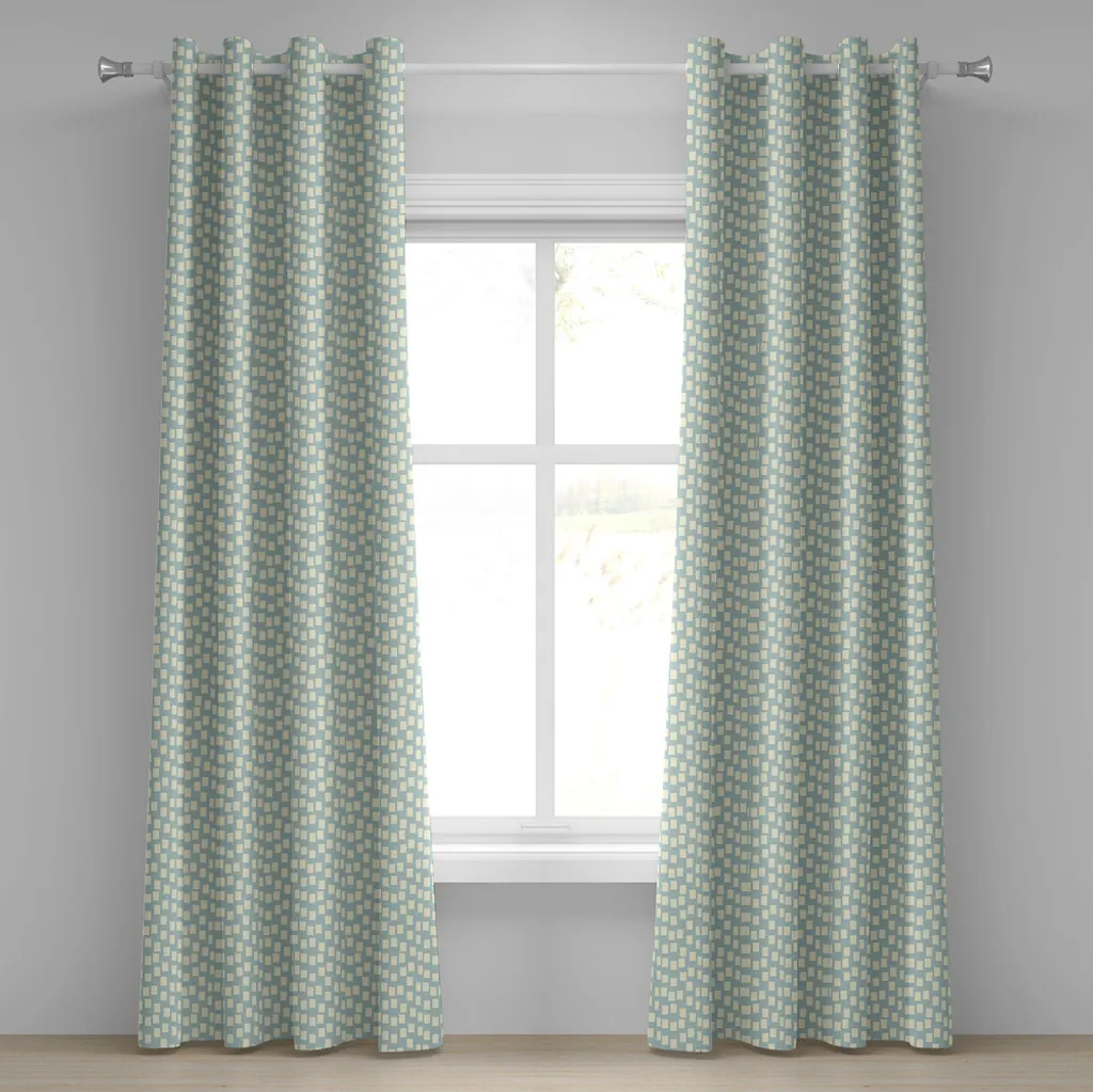 Rideau de salon bleu et crème pour décoration moderne et ambiance zen