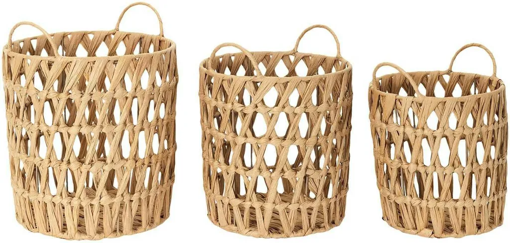 Paniers de Rangement Ajourés Marron en Lot de 3 pour Maison Chic